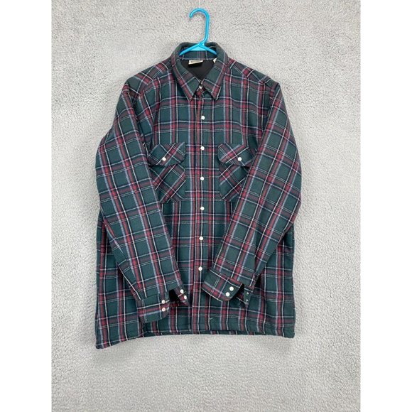 VINTAGE Five Brothers Shirt Men Large Jacket Plaid USA Snap Quilt Lined Flannel - Picture 3 of 11